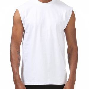 T-shirt en coton à manches coupées pour homme, col rond, sur mesure, streetwear, taille unique, t-shirts sans manches coupés - Product Image 1