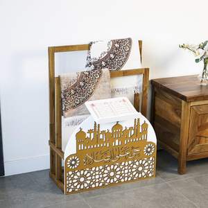 Elegante Soporte <span class=keywords><strong>de</strong></span> Madera Grabado a Mano para <span class=keywords><strong>el</strong></span> Corán, Organizador <span class=keywords><strong>de</strong></span> Alfombras <span class=keywords><strong>de</strong></span> Oración Islámicas, Regalo para Ramadán y Eid, Exhibición para Mezquita - Product Image 1
