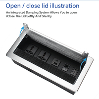 Boîtier de connectivité de table, 2 prises universelles, USB-A et USB-C, 2 ports réseau