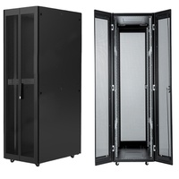 Armoire de serveur 42U 19 pouces, armoire réseau autoportante avec portes avant et arrière en maille et roulettes pour centre de données