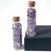 Bouteille à Vœux en Cristal Naturel de 7 cm en Gros, Gravier de Pierres Précieuses pour Guérison, Bouteille à Souhaits pour Reiki, Méditation, Décoration Intérieure, Cadeau, Fourniture en Gros