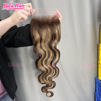 Cheveux humains naturels brésiliens Remy, couleur P4 27, ondulés, avec closure en dentelle HD 5x5