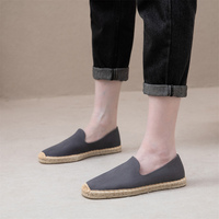 Espadrilles en toile et paille pour hommes, semelle extérieure en caoutchouc, respirantes, antidérapantes, absorbant la transpiration, faciles à enfiler