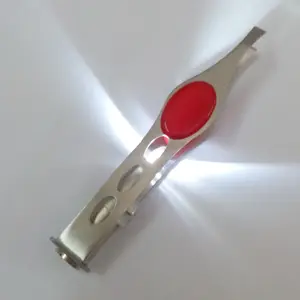 Trucco ciglia sopracciglio depilazione pinzette illuminate a LED in acciaio inossidabile pinzette per trucco con luce