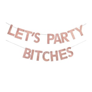 Venta al por mayor LET'S PARTY carta brillo papel tirar bandera fiesta decoración Banner - Product Image 2