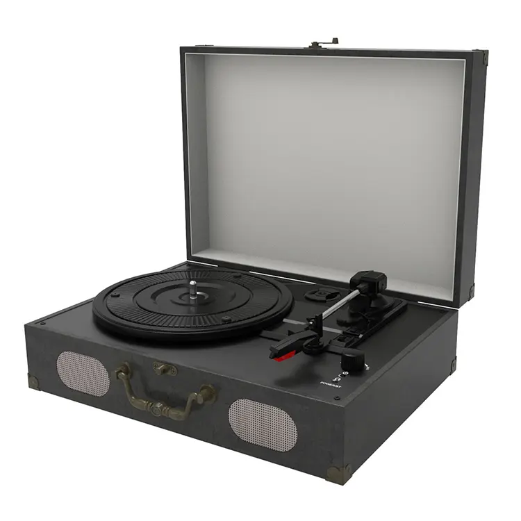 Buona Fabbricazione Giradischi Selezionabile Velocità LP Fonografo Stereo Valigetta Moderno Grammofono