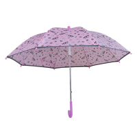 Parapluie manuel de haute qualité pour enfants, avec bordure réfléchissante, pointes arrondies, léger, imprimé rose dessin animé pour filles, idéal pour l'école