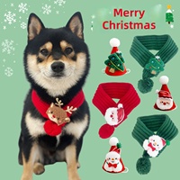 Écharpe de Noël pour animaux de compagnie, cache-cou tricoté rouge renne pour petits chiens et chats, accessoire hivernal de fête, vente en gros