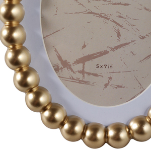 Maison Illuminare Oval Picture <b>Frame</b> 5x7 In Beaded <b>Gold</b> Metal Wall Tabletop Decor - Product Image 5