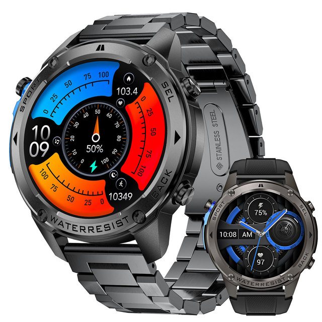 IP69 Outdoor Men's Smart Watch 1.43'' AMOLED Display Silicone Aluminum Alloy Case Calling Heart Rate Pedometer Sleep Monitor GPS
