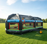 Terrain de sport gonflable commercial pour le football, le volley-ball et le basketball, idéal pour la location lors d'événements en plein air