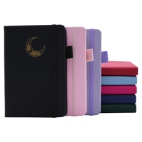 Soft-Touch PU A6 Taschennotizbuch mit Mondgoldprägung, Rückenstichheftung, Gummiband, Linierten Innenseiten und Individuellem Logo Mini-Journal