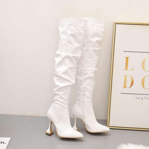 2026 Winter Collection Women's <b>White</b> Stiletto Heels <b>Knee</b>-Length Slimming Over-the-<b>Knee</b> <b>Boots</b> Size 35-42 - Product Image 2