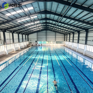 Structure en acier préfabriquée pour arène de piscine à portique mobile, grande portée, pour centre sportif aquatique - Product Image 1
