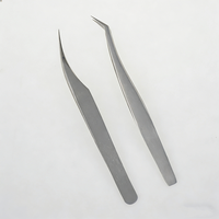 Pince à épiler pour extensions de cils, haute précision, durable, colorée, en métal doré perlé, à pointe lisse, longue, pour cils plume, directement de l'usine