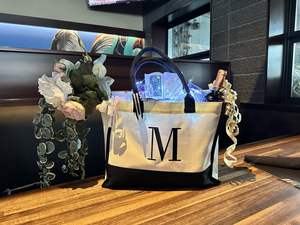 Bolso grande de lona pesada, bolso de mano de yute para mujer, bolso de mano inicial, regalos de cumpleaños <span class=keywords><strong>personalizados</strong></span> para madre, bolso de boda para novia - Product Image 6