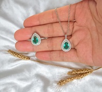 Nouvel ensemble collier et bague en laiton plaqué rhodium avec zircon classique pour femme, idéal pour fiançailles, anniversaire, mariage, cadeau ou soirée
