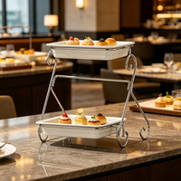 Support à dessert en céramique de luxe FLEY, plateau de service à gâteaux multi-niveaux pour hôtel, restaurant, mariage, fête