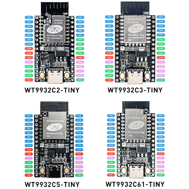 Tiny Size 23x46mm ESP32 Development Board WT9932CX-TINY Based on ESP32C2 C3 C5 C61 SOC Esp32 Wifi Module IoT Dev Board Series