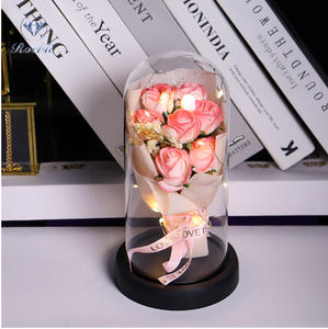 Sconto sfuso di alta qualità romantico delicato realistico eterno rosa fatto a mano Laser fiore bambola di vetro cupola regalo per la madre - Product Image 4