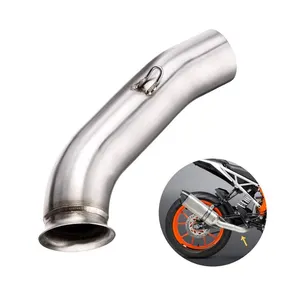 Connessione universale con silenziatore piegato in acciaio inossidabile Slip On Mid tubo di scarico silenziatore centrale anteriore tubo piegato per moto