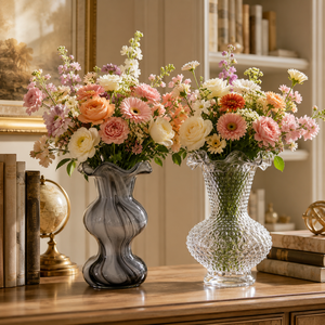 <span class=keywords><strong>Vase</strong></span> à fleurs en verre clair à motif gaufré avec bord festonné, <span class=keywords><strong>vase</strong></span> texturé à bulles fait à la main pour la décoration de la maison - Product Image 5