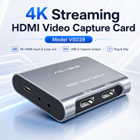 Tarjeta de Captura de Video HDMI 4K VS028, 1080P 60Hz, USB C, Capturadora de Juegos, Salida en Bucle, Entrada de Micrófono, Audio Externo para Transmisión en Vivo y Grabación