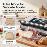 Mesin Vacuum Sealer dengan Pompa Ganda, Kawat Pemanas Ganda, Tampilan Digital, Desain Pegangan untuk Menjaga Kesegaran Makanan