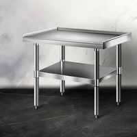 Meja Peralatan Dapur Stainless Steel Dua Tingkat yang Dapat Disesuaikan untuk Hotel dan Dapur Luar Ruangan