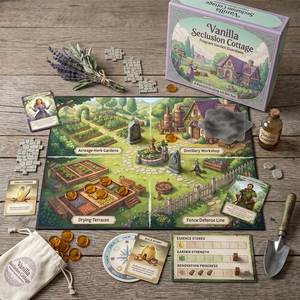 Jeu de Carrom Vanille Seclusion Cottage, Jeu de société en carton écologique éducatif et parfumé Gardiens du Jardin pour 2 joueurs - Product Image 1