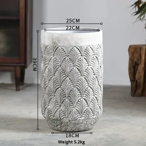 <span class=keywords><strong>Maceta</strong></span> Extra Grande de Estilo Nórdico Retro, de Cemento y Magnesio, para Plantas Verdes de Interior/Exterior - Product Image 6