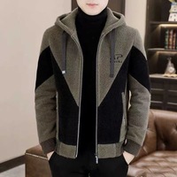 Meilleure vente Cardigan hommes à capuche poche cordon pull hommes couleur bloc fermeture éclair confortable hommes chandails
