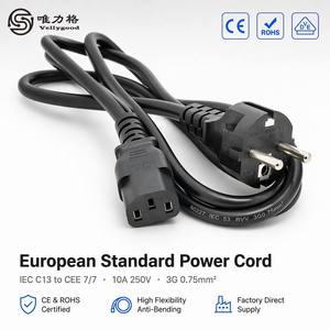 1.5M 1.8M Black High Quality EU <strong>Power</strong> Cord with Copper for Laptop Desktop <strong>Computer</strong> <strong>Power</strong> <strong>Cable</strong> C13 C7 C5 - Product Image 1