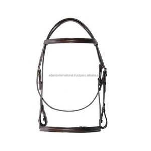 Bride de cheval en cuir de qualité supérieure avec une bande de sourcils cousue fantaisie et une bande de nez cousue - Product Image 1