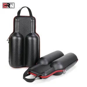 Customized Travel Shockproof Protective 2 Bottles Wine Glass Case Hard Storage Bag EVA Red Wine Glass Pouch