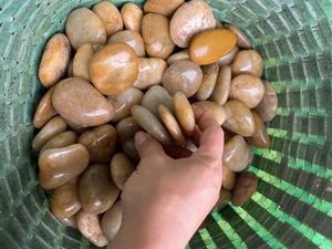 Ciottoli di <span class=keywords><strong>Fiume</strong></span> in Pietra Naturale Gialla Lucidati e Piatti 1-8cm 20KG Decorativi per Giardino - Product Image 2