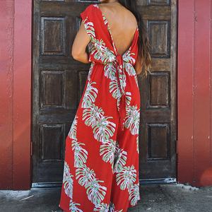 Jumpsuits casuales sin espalda con estampado playero de diseño de alta calidad, personalizados, 100% rayón, tela suave, estilo bohemio. - Product Image 1