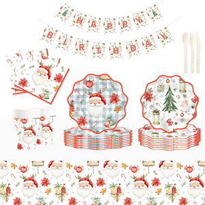 Juego de Vajilla para Fiesta de Navidad DAMAI, Juego de Platos, Vasos y Servilletas de Papel con Diseño de Santa Claus, Artículos para Fiestas - Product Image 2