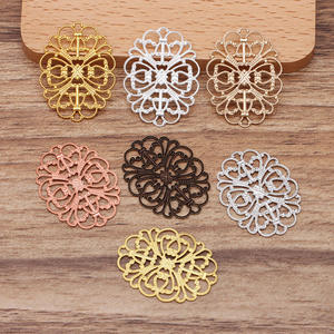 Novo Acessório de Joalheria DIY: Peça de Flor em Latão Estampado para Presilha de Cabelo - Material de Joalheria Filigrana de Flor de Gana - Product Image 5