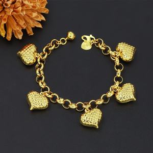 JXX Venta al por Mayor de Cadenas de Latón Chapadas en Oro de 24k con Dijes en Forma de Corazón para la Fabricación de Joyería y Pulseras Unisex de Moda - Product Image 3