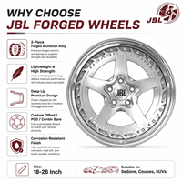 Jantes forgées deux pièces 18-26 pouces, argent brossé, 5 branches, rebord gravé riveté, en alliage d'aluminium pour tuning de berlines et coupes sportives rétro