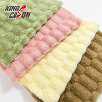 Tissu en fausse fourrure de lapin jacquard Kingcason, 100 % polyester, rose, jaune, coloré, doux et moelleux, pour vêtements, fabriqué en Chine