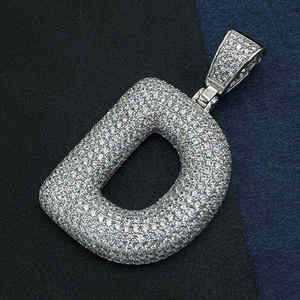 Wholesale Alphabet Men Pendant 925 Sterling <b>Silver</b> Big Size Zircon Moissanite Iced Out D <b>Initial</b> Letter <b>Necklace</b> Jewelry - Product Image 4