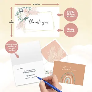 new design Boho Rainbow Thank You Cards with envelopes customized baby shower greeting cards