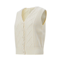 Gilet pull élégant pour femme de haute qualité, col en V uni, boutonné, automne-hiver, tricoté à la machine, OEM ODM, vente en gros