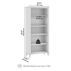 Tall 5-Tier Bookcase with Tapered Legs & <b>Adjustable</b> <b>Shelves</b>, Heavy-Duty Storage Shelf Bookshelf for Home Office Bulk Wholesale - Product Image 4