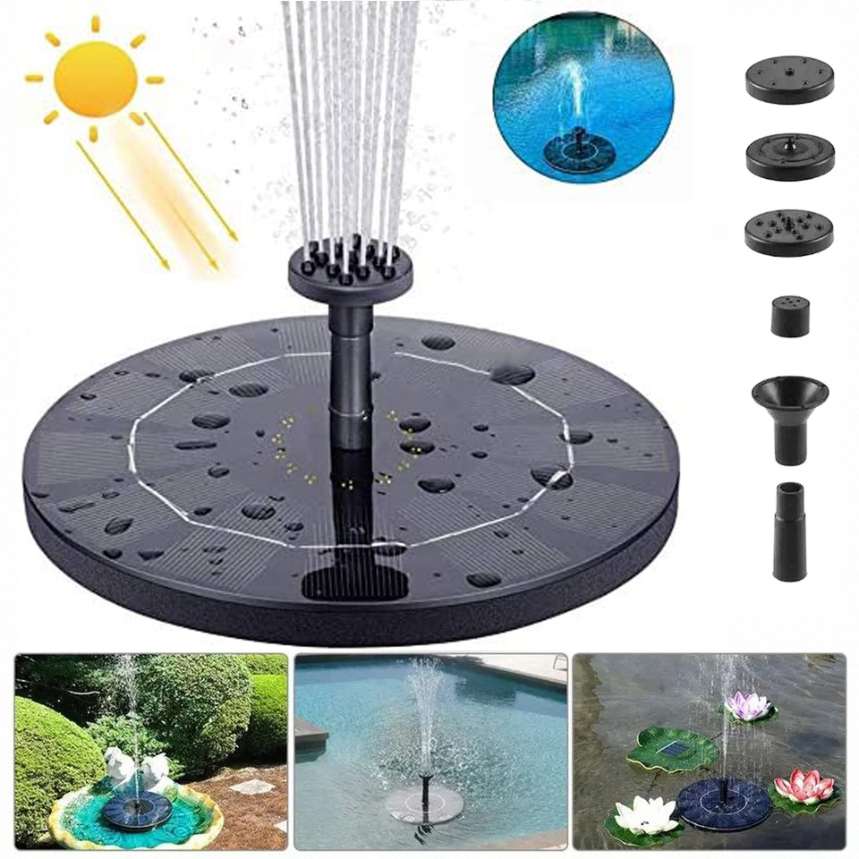 Mini vasca da bagno per uccelli impermeabile da esterno 7V, 1.4W pompa per fontana galleggiante ad energia solare per giardino, piscina, paesaggio