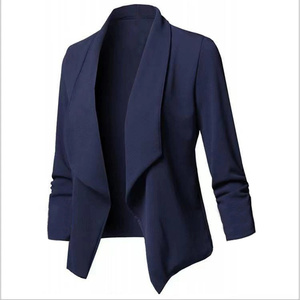 Rüschen Asymmetrische Casual Business Anzug Outwear Langarm Damen Blazer und Jacken Damen Dünne Blazer Cardigan Mantel - Product Image 4