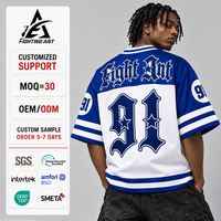Maillot de football en mesh 180 GSM de marque Clothing Brand, impression sérigraphique plastisol, bleu et blanc, double bande, t-shirt homme