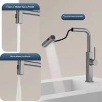 Robinet de cuisine extractible cascade effet pluie, monocommande céramique, eau chaude/froide double fonction, anti-éclaboussures rétractable pour évier